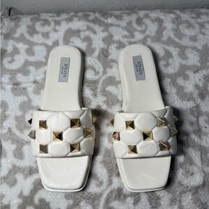 Seven7 Cream and Gold Studded Women's Sandals